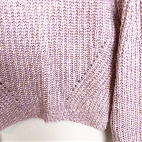 New All In Favor Mauve Knit Mock Neck Wool Blend  Puff Sleeve Sweater - Picture 6 of 12